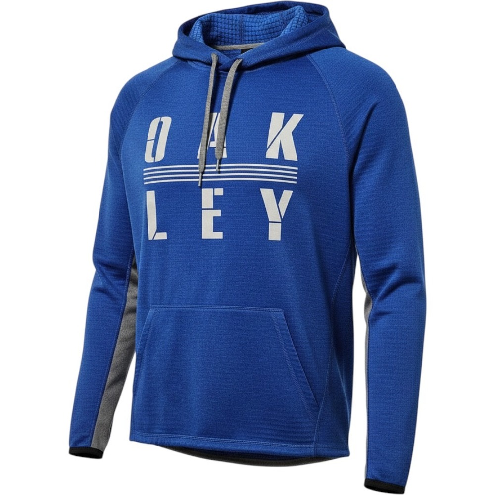 Oakley Hoodie Men Medium Blue Regular Fit Logo Performance Fleece Pullover Sweat